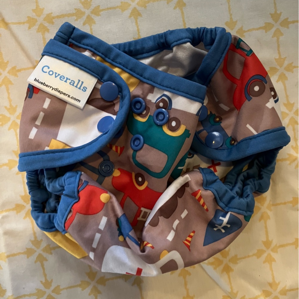 Blueberry mini coveralls Snap CARS diaper cover